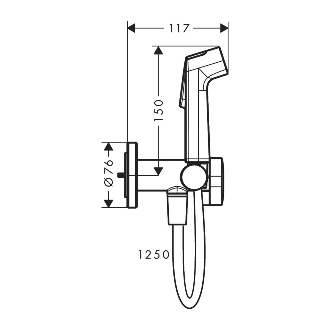 Dus igienic Hansgrohe S EcoSmart cu 1 jet, cu para, suport si furtun Bidette [2]