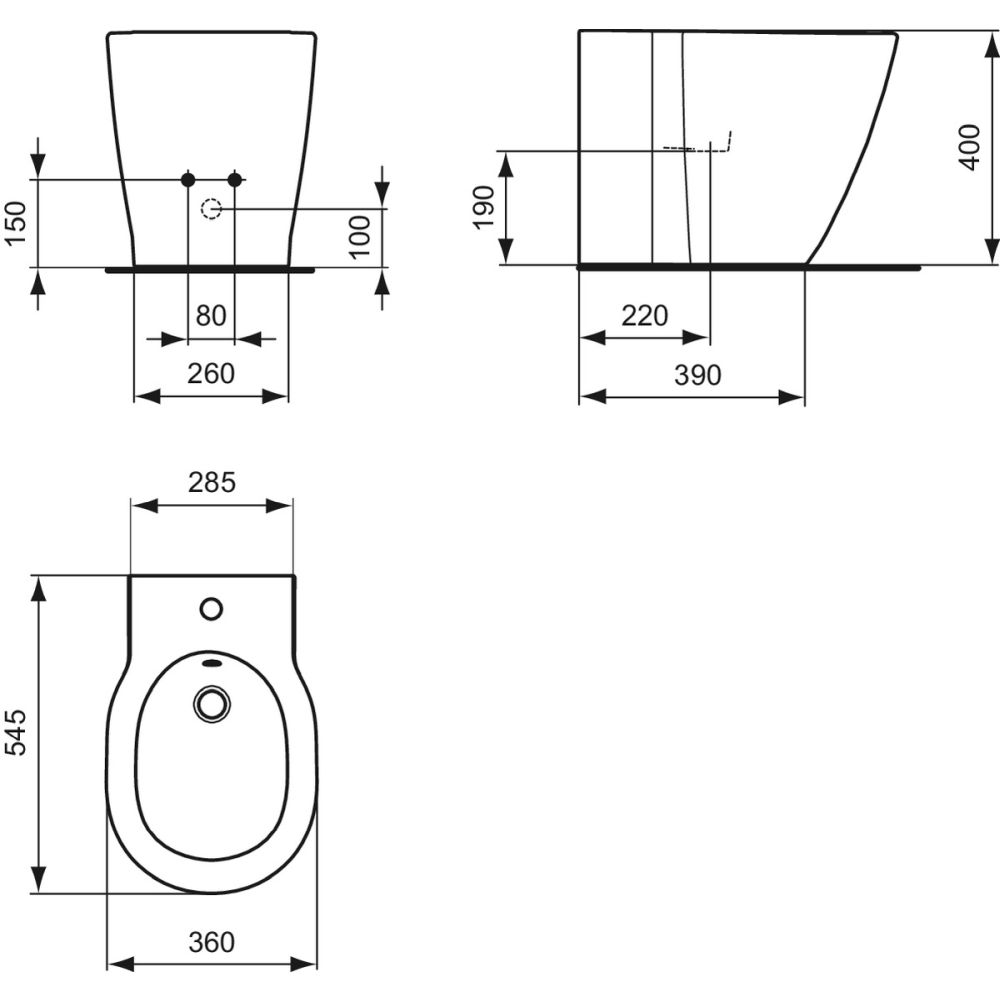 Bideu stativ Ideal Standard Connect back to wall alb lucios [2]