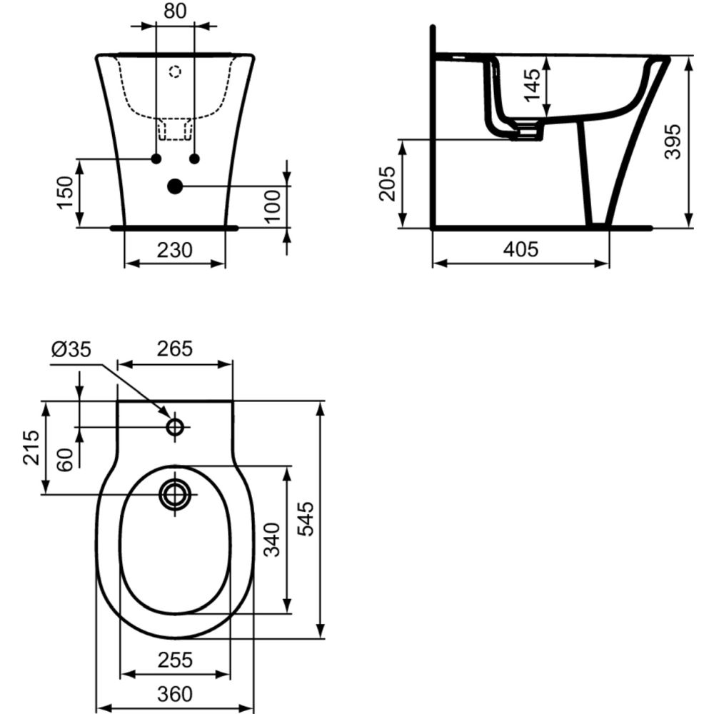 Bideu stativ Ideal Standard Connect Air back to wall alb lucios [6]