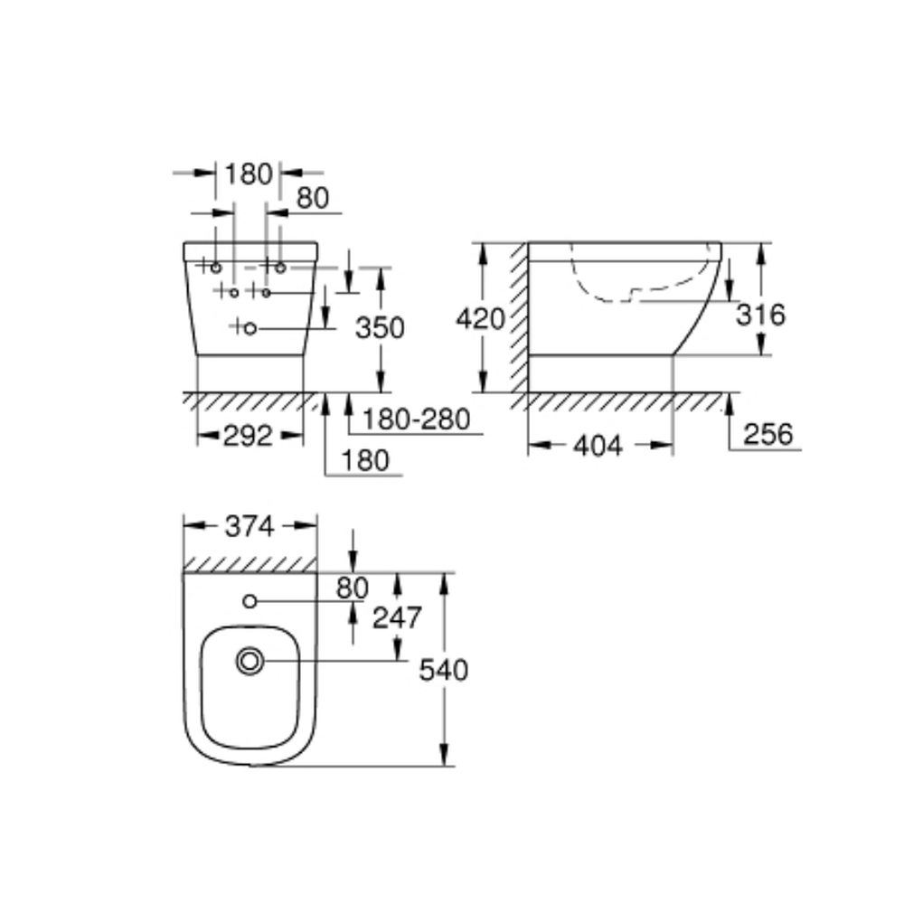 Bideu suspendat alb Grohe Euro Ceramic [2]