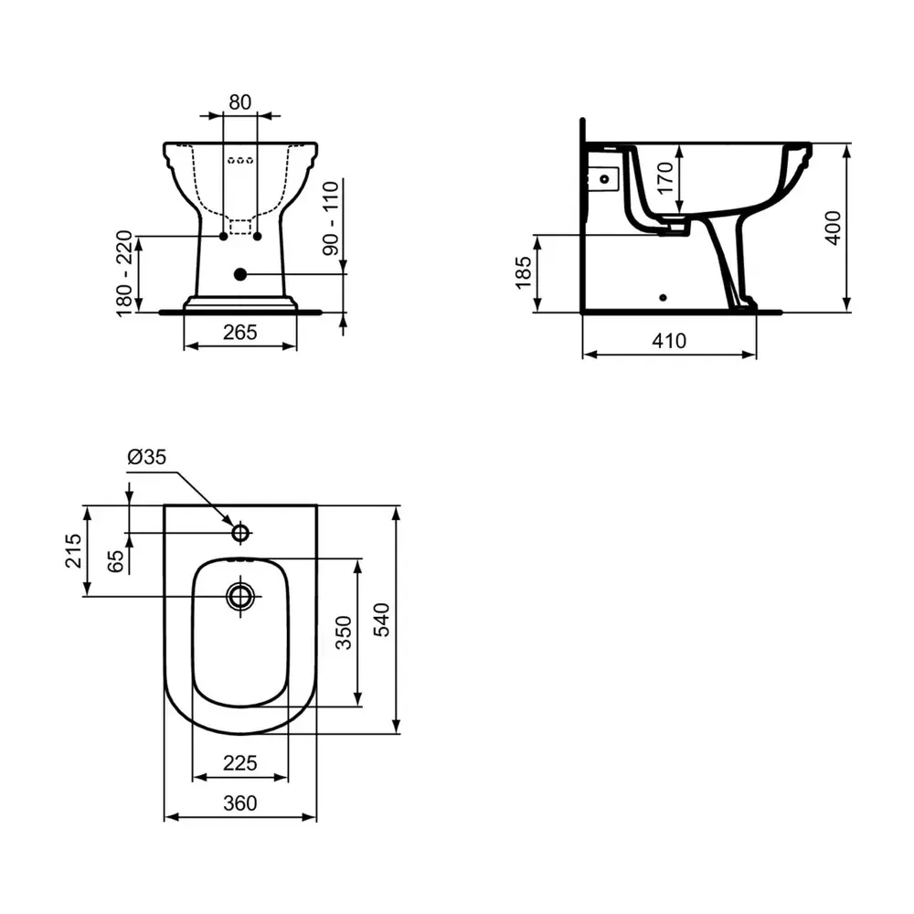 Bideu pe pardoseala clasic Ideal Standard Atelier Calla alb lucios [7]