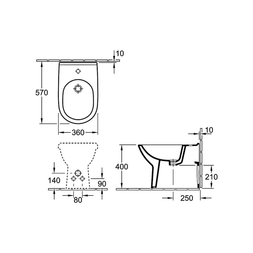 Bideu stativ alb, rectificat Villeroy & Boch, O.Novo [4]
