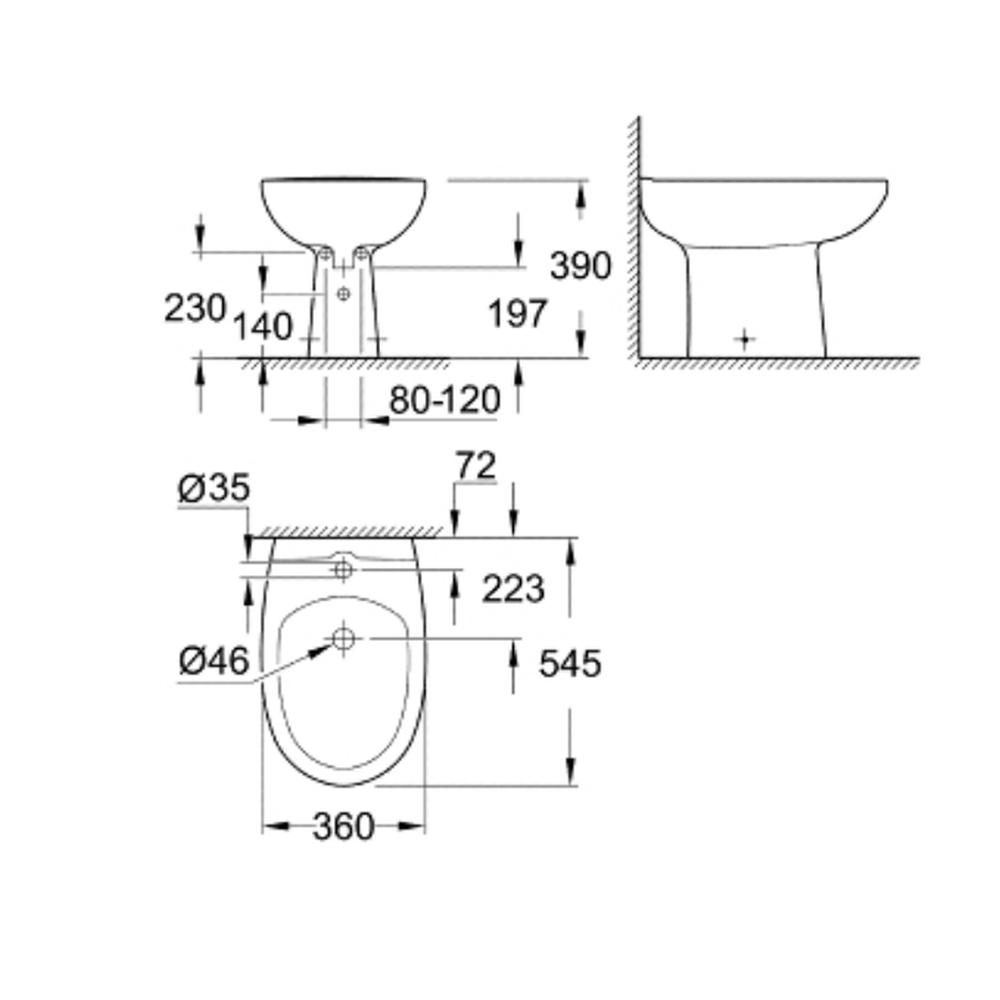 Bideu stativ Grohe Bau Ceramic, alb [2]