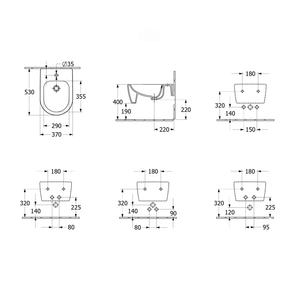 Bideu suspendat 530x370 mm, cu preaplin, alb lucios, Villeroy & Boch Skyla [5]