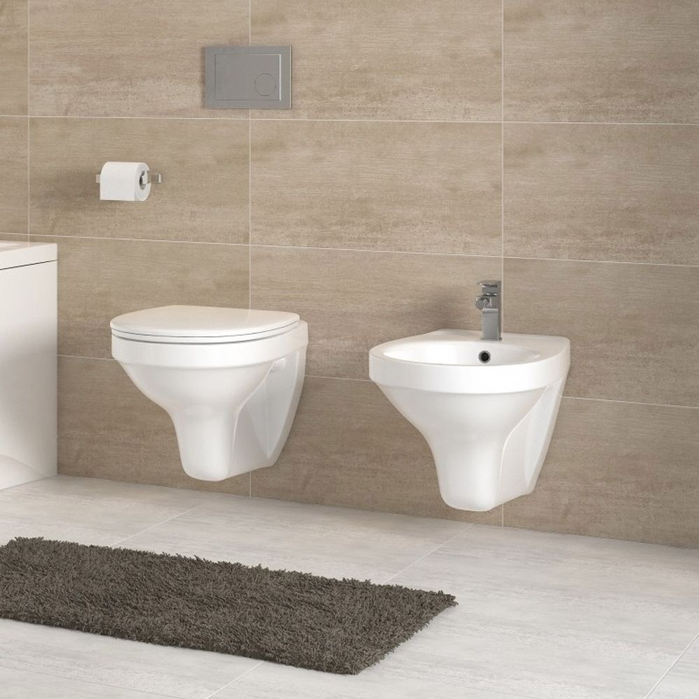 Bideu suspendat alb 37 cm Cersanit, Terra [3]