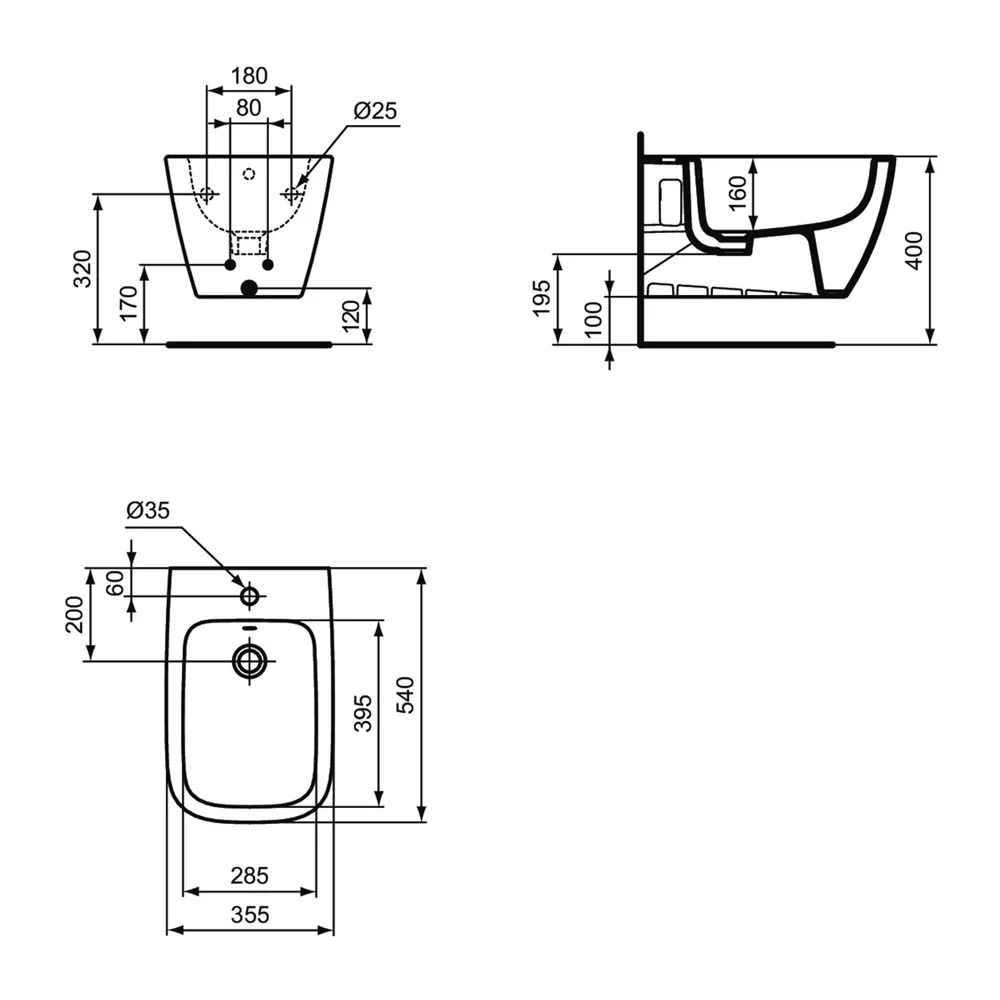 Bideu suspendat Ideal Standard i.Life B, alb lucios [6]