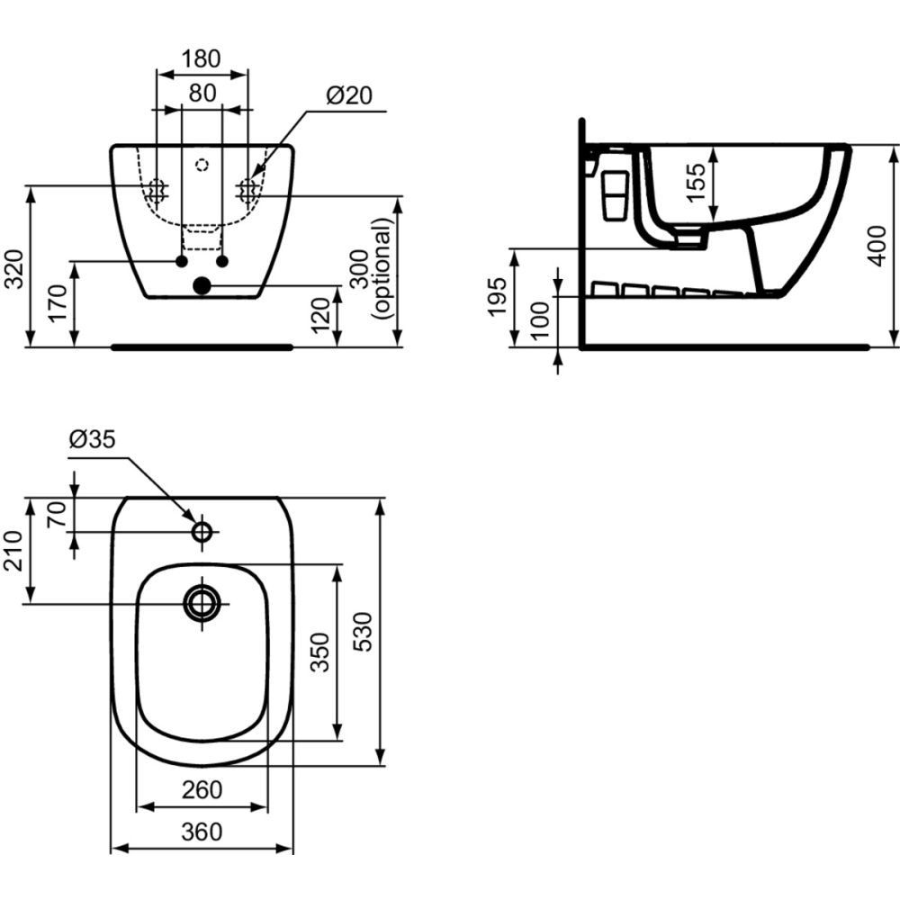 Bideu suspendat Ideal Standard Tesi alb mat [7]