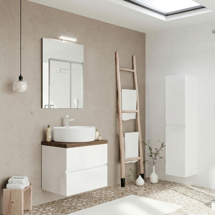 Blat pentru mobilier de baie 80 cm, rovere moka, Fluminia Genova [3]