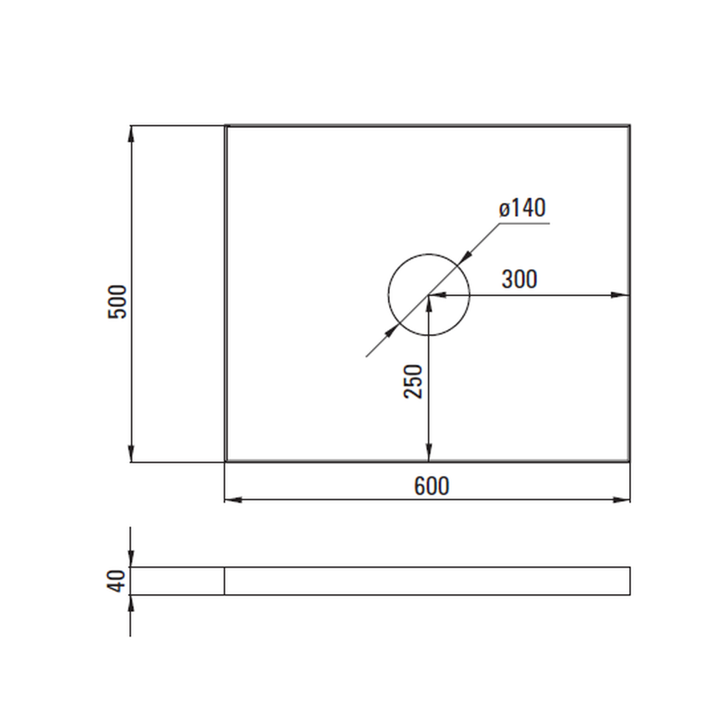 Blat compozit pentru lavoarul de baie, dimensiune 600x500 mm, Deante [4]