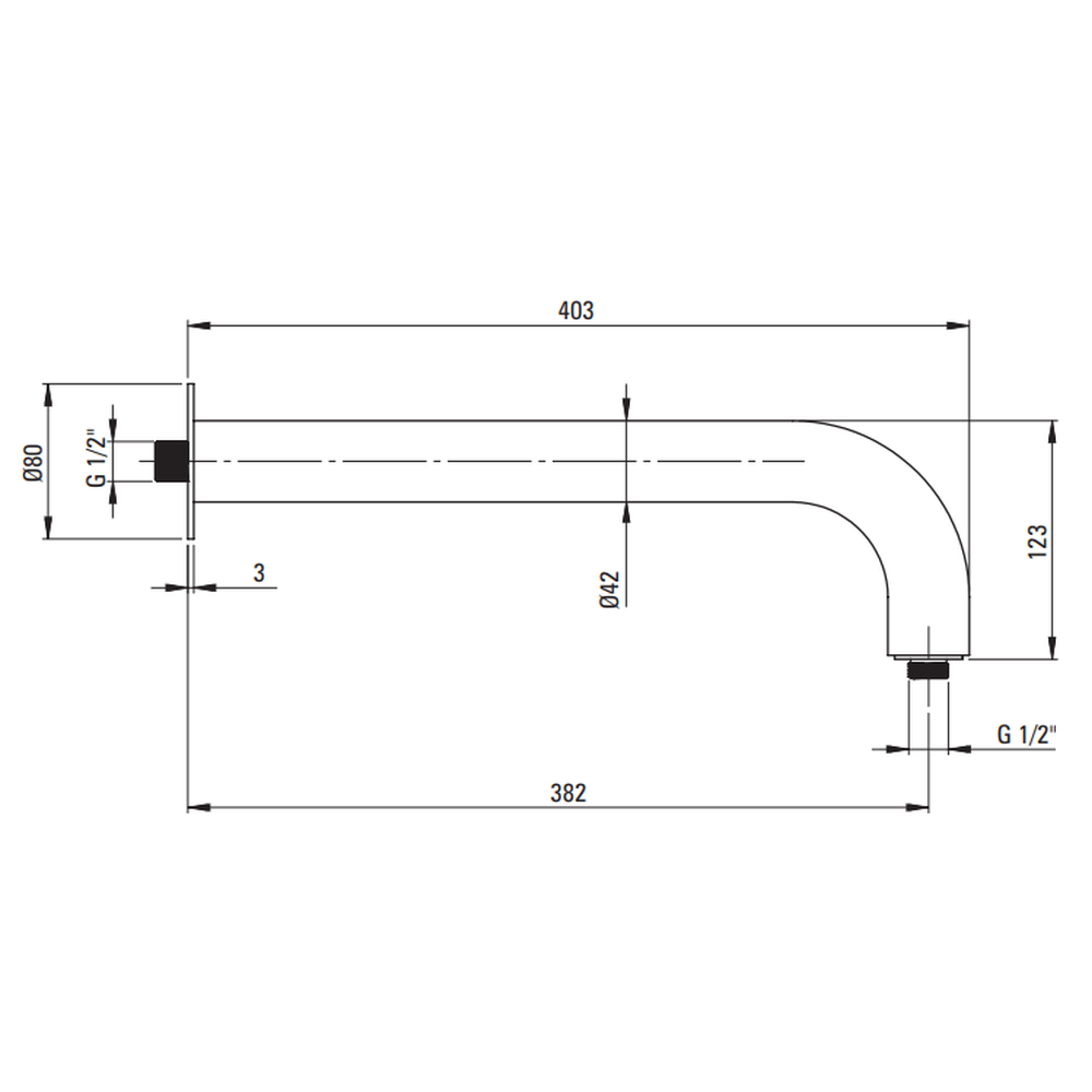 Brat dus fix 380 mm, culoare titan, Deante Silia [2]