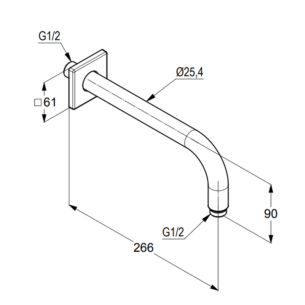 Brat dus fix crom lucios 266 mm Kludi A-QA 6653305-00 [2]