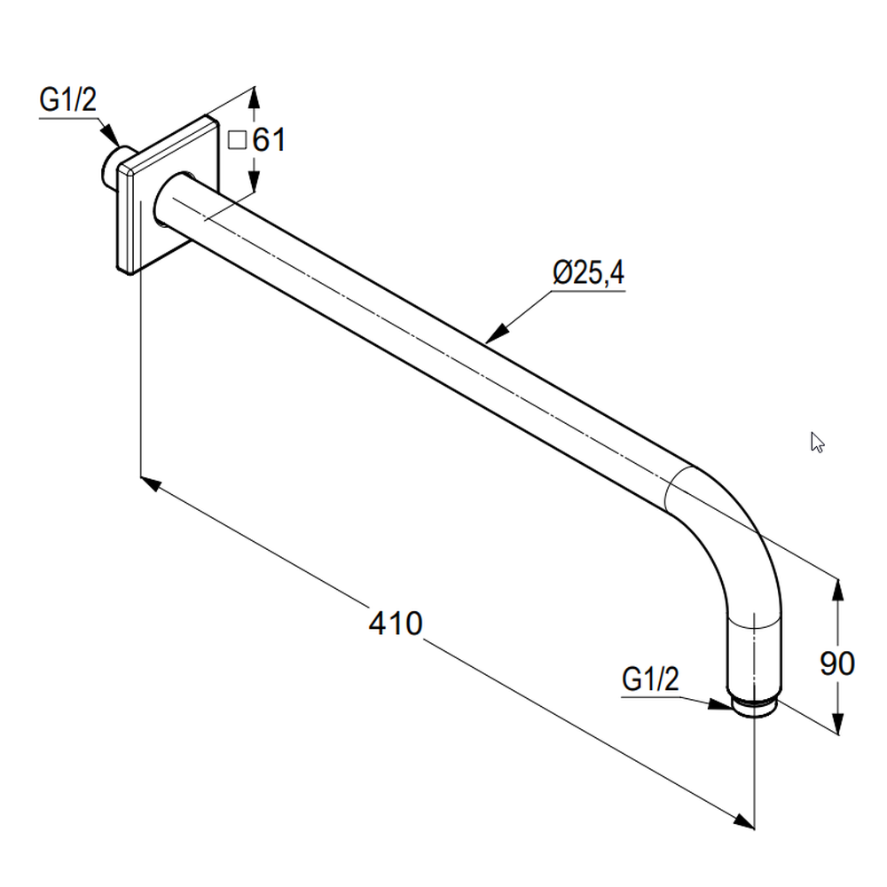 Brat dus fix crom lucios 410 mm Kludi A-QA 6653405-00 [2]