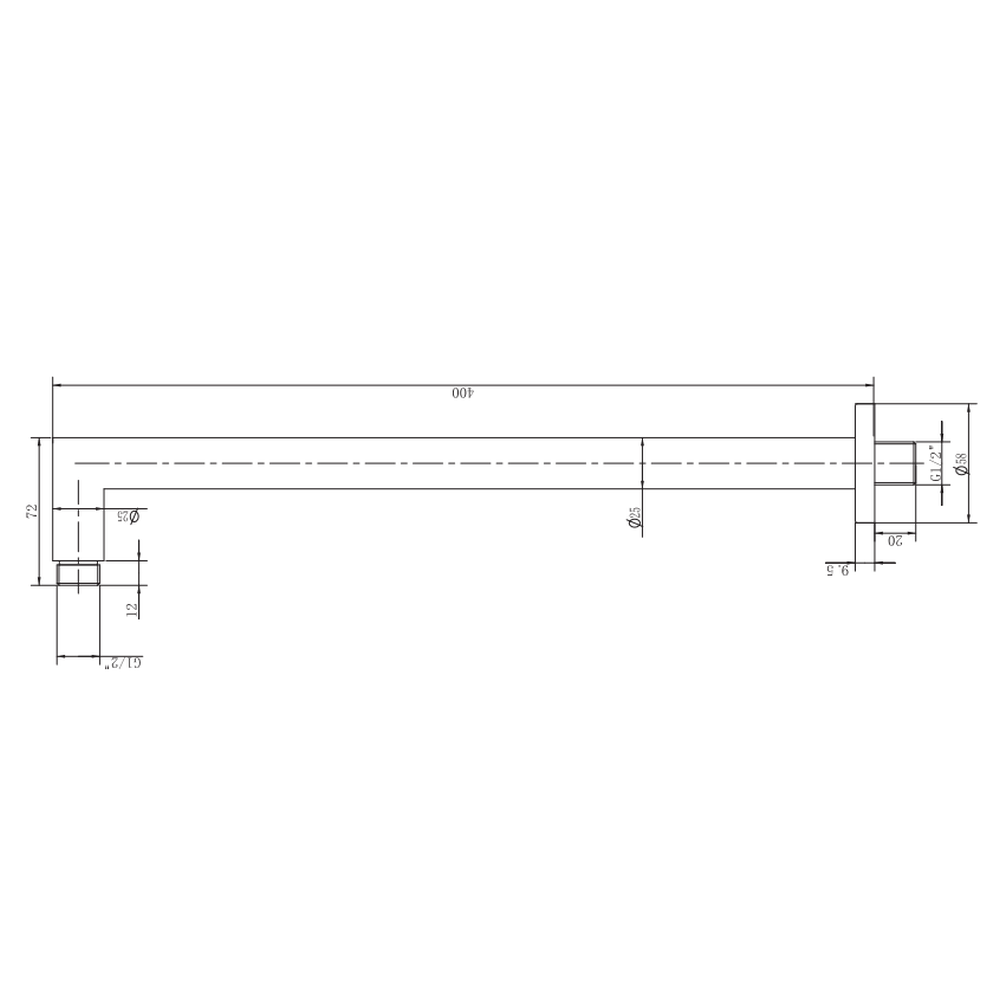 Brat dus fix FDesign Inula 400 mm, rectangular, negru mat [2]