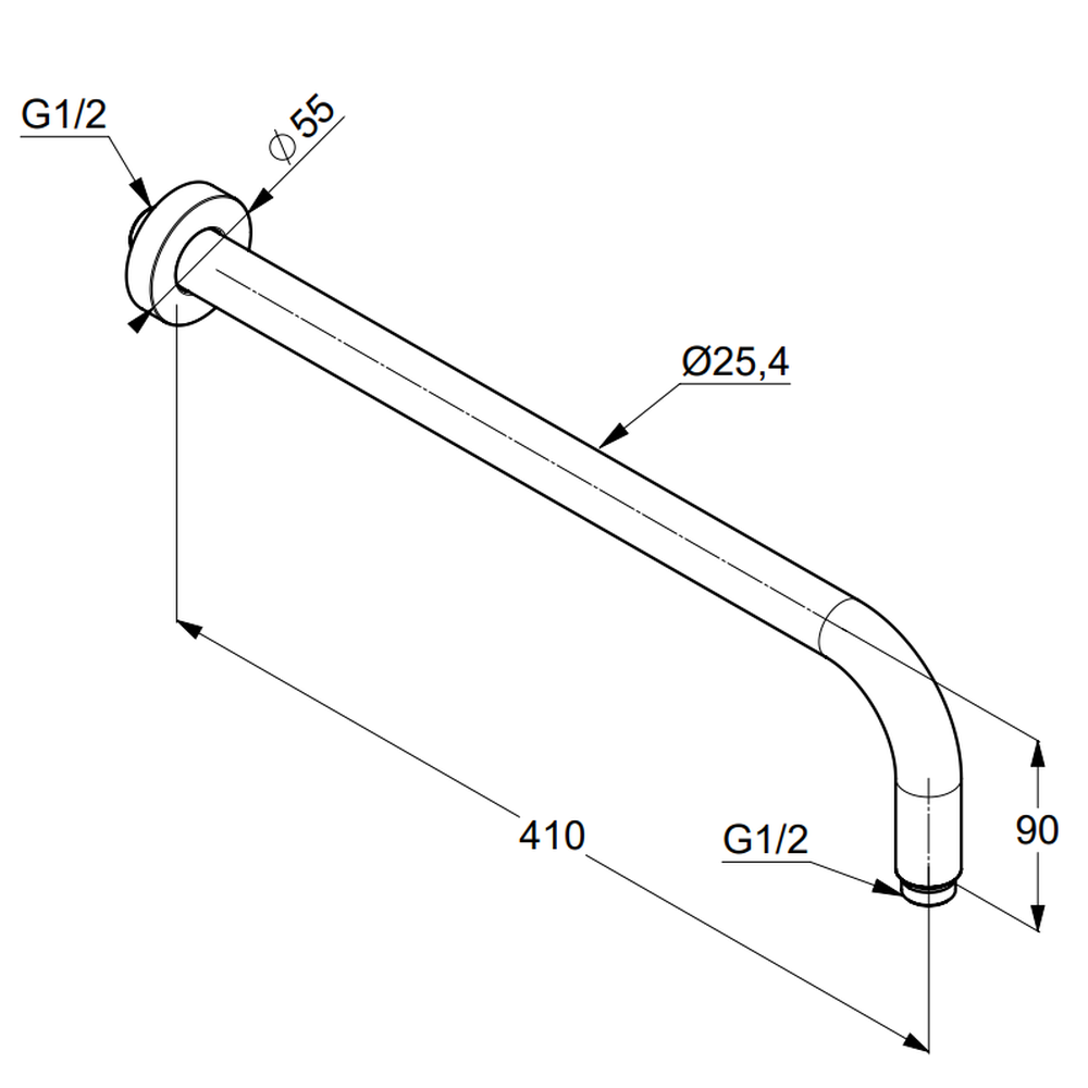 Brat dus fix negru mat 410 mm Kludi A-QA [2]
