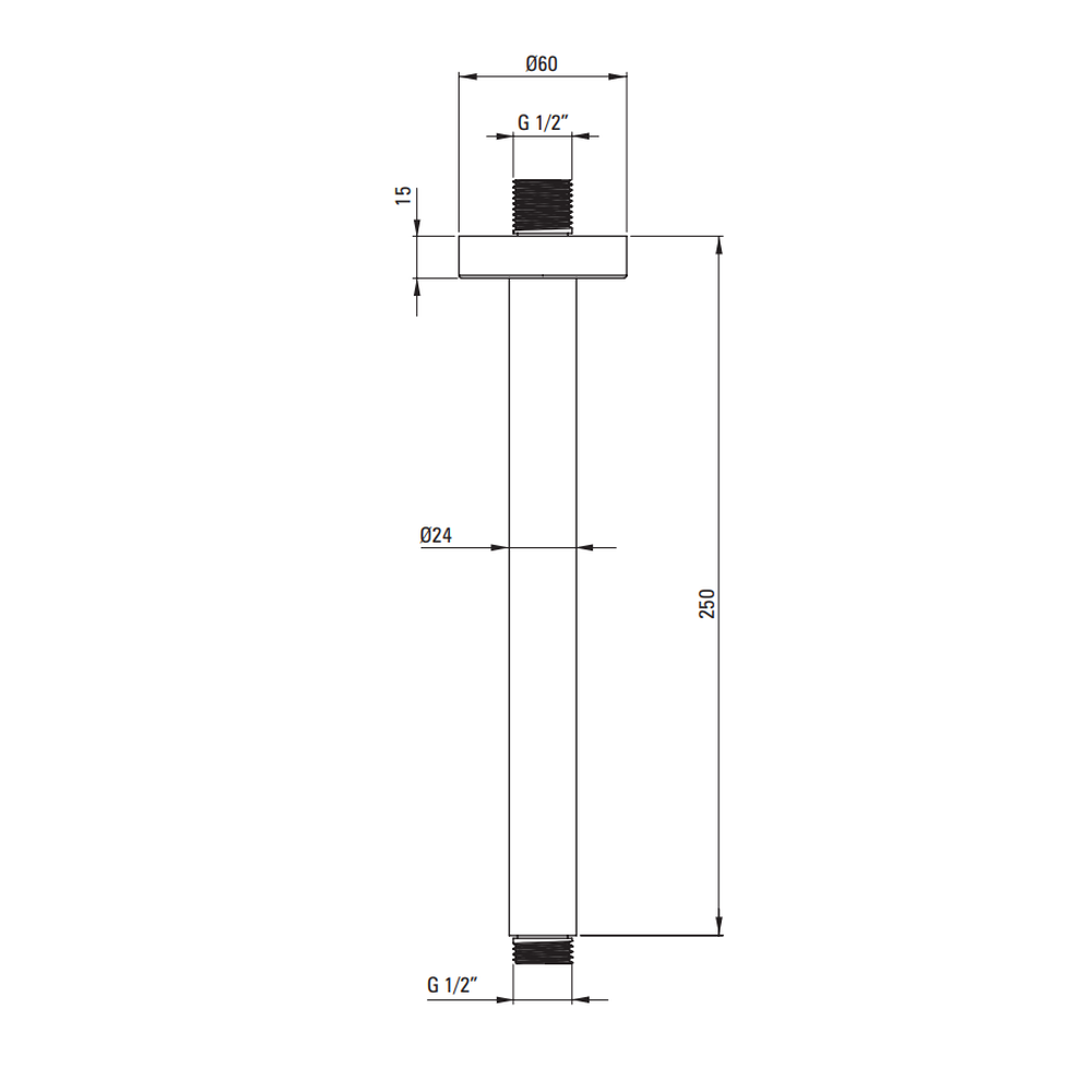 Brat dus vertical 250 mm Deante Cascada oțel șlefuit [2]