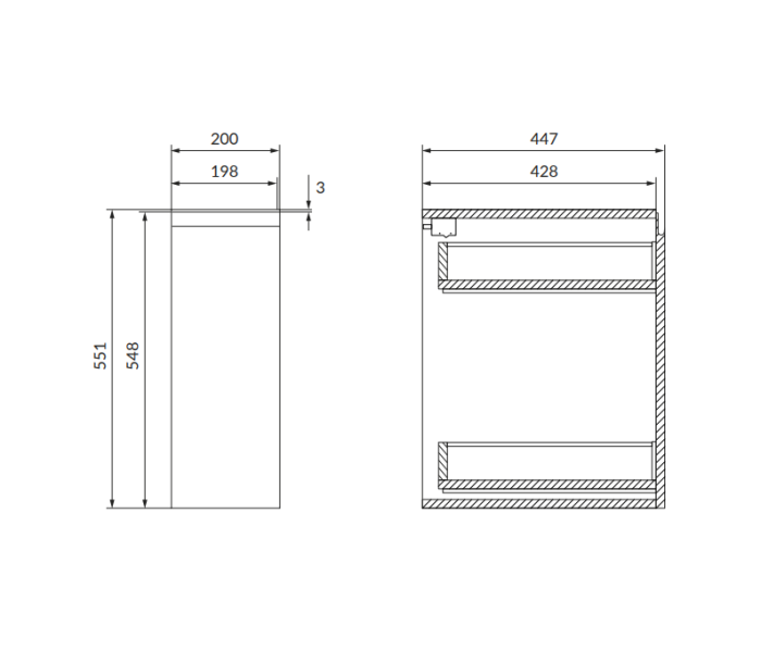 Dulap baie suspendat, cu sertar, 20x55.1 cm, casmir mat, Cersanit Moduo [3]