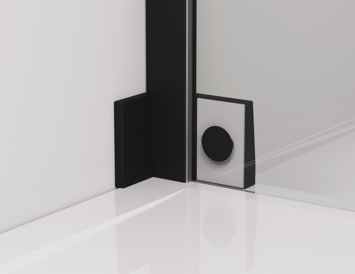 Cabina de dus 75x110 cm cu usa batanta si profil compensator, negru mat, instalare usa stanga, Ronal Cadura [4]