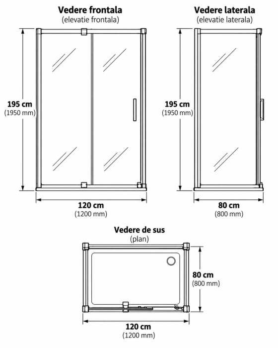 Cabina de dus auriu periat dreptunghiulara 120x80 cm Deante Prizma [2]
