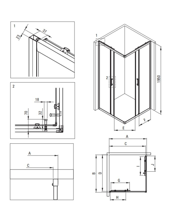 Cabina de dus crom patrata cu cadita alba 80x80 cm Deante Funkia Evo [8]