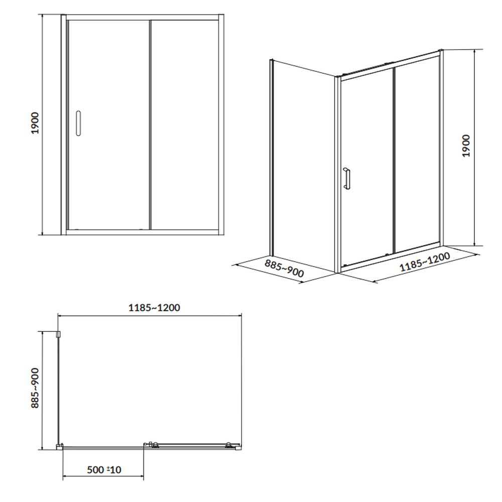 Cabina de dus dreptunghiulara 120x90 cm Cersanit Arteco, crom [2]