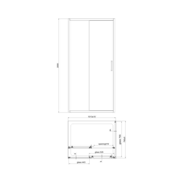 Cabina de dus dreptunghiulara din aluminiu auriu periat, 100 x 80 cm, sticla securizata 6 mm, Fluminia Iris [2]