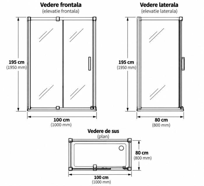 Cabina de dus neagra dreptunghiulara 100x80 cm Deante Prizma [7]