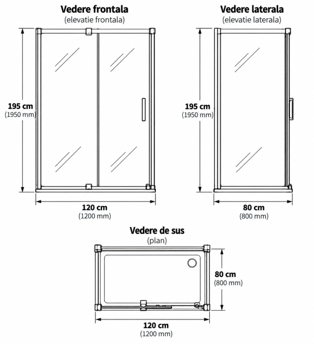 Cabina de dus neagra dreptunghiulara 120x80 cm Deante Prizma [2]