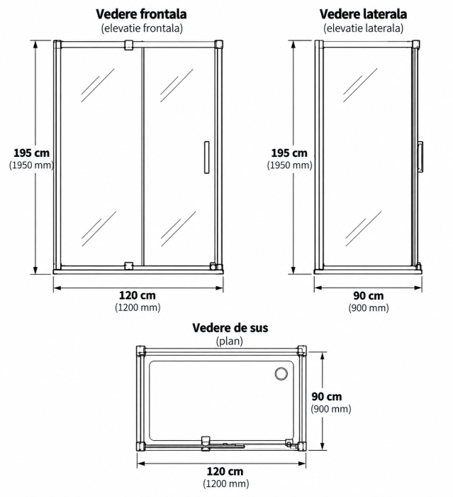 Cabina de dus neagra dreptunghiulara 120x90 cm Deante Prizma [2]