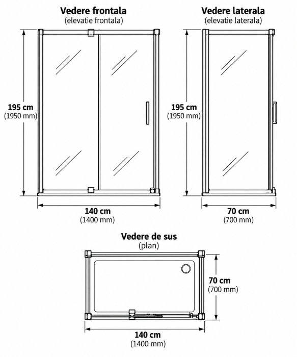 Cabina de dus neagra dreptunghiulara 140x70 cm Deante Prizma [2]