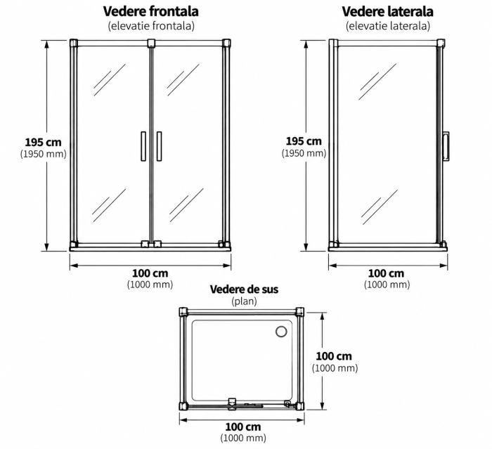 Cabina de dus neagra patrata 100x100 cm Deante Prizma [2]