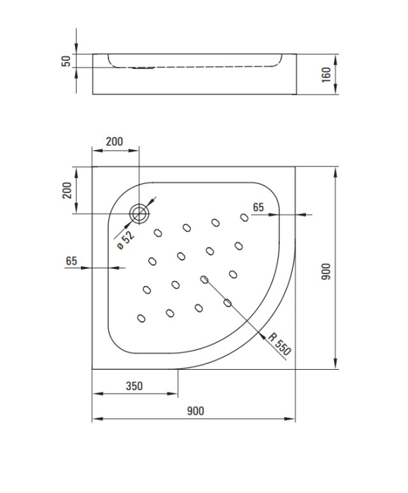Cabina de dus neagra, semirotunda cu cadita alba 90x90 cm Deante Funkia Evo [4]