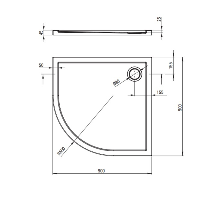 Cabina de dus neagra semirotunda cu cadita alba 90x90 cm, Deante Funkia Evo [3]