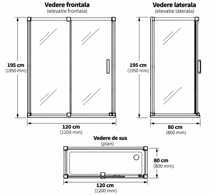 Cabina de dus otel slefuit dreptunghiulara 120x80 cm Deante Prizma [6]