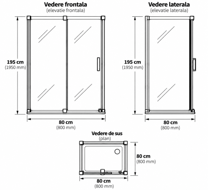 Cabina de dus otel slefuit patrata 80x80 cm Deante Prizma [4]
