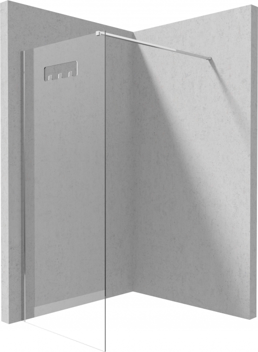 Paravan dus, walk-in, sticla securizata, 90x200 cm, cadru metalic crom, Deante Mokko