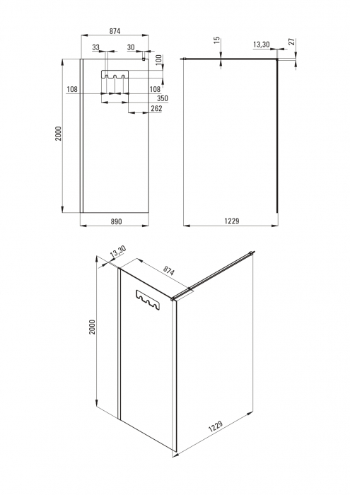 Paravan dus, walk-in, sticla securizata, 90x200 cm, cadru metalic negru, Deante Mokko [5]