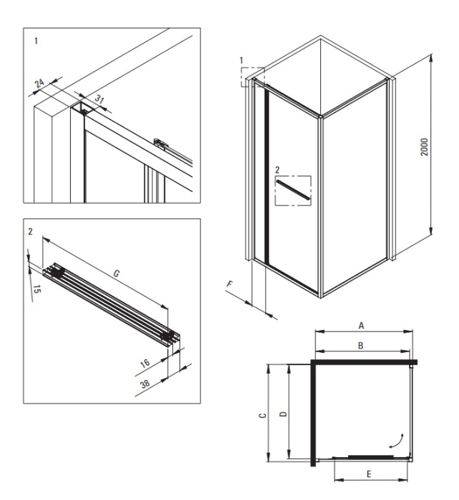 Cabina de dus titan patrata 80x80 cm Deante Square Blur [9]