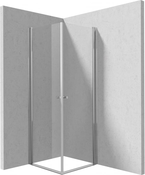Cabina de dus patrata, cu usi batante in V, 80x80 cm, profil crom, Deante Kerria Plus