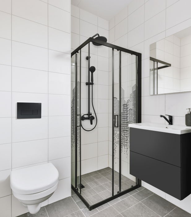 Cabina de dus neagra patrata 80x80 cm cu sticla model oras Deante Funkia Evo [2]