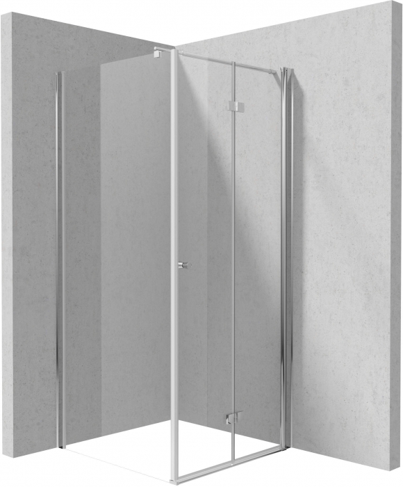 Cabina de dus patrata, usa batanta si un perete fix, 90x90 cm, profil crom, Deante Kerria Plu