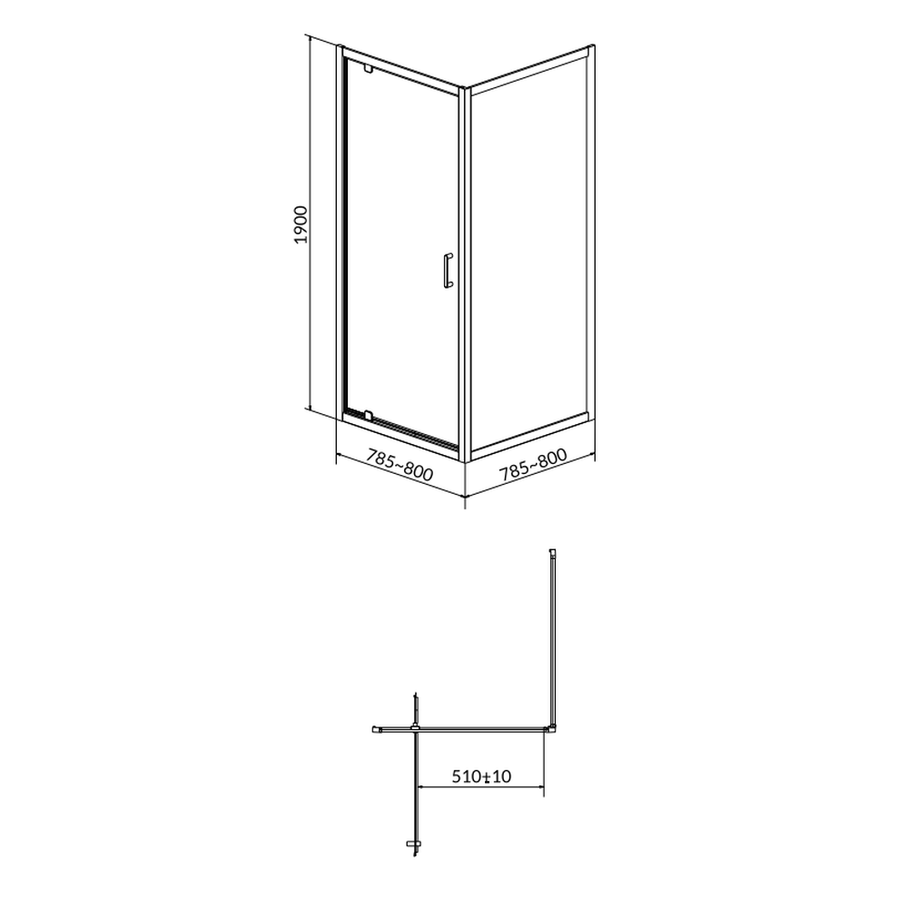 Cabina de dus patrata 80x80 cm cu usa batanta, Cersanit Arteco, crom [2]