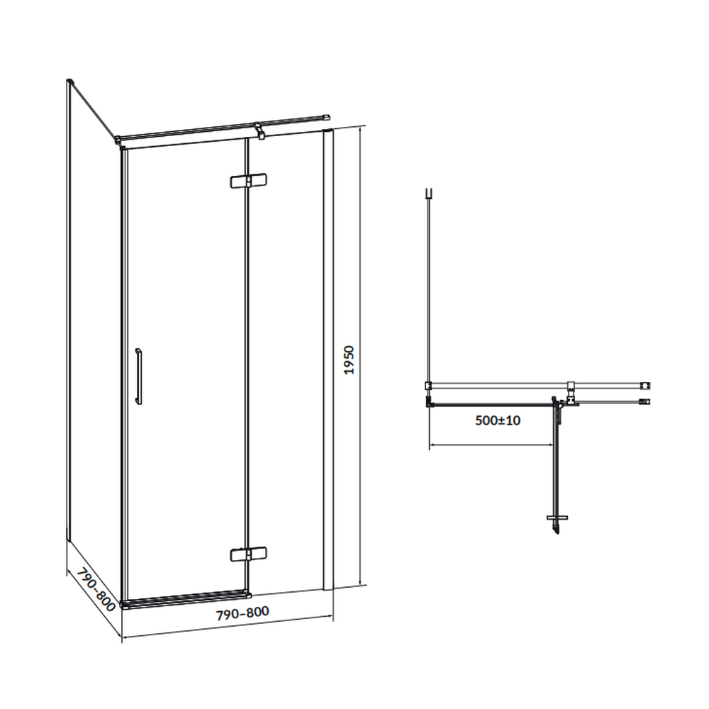 Cabina de dus patrata 80x80 cm Cersanit Jota, negru mat cu usa batanta dreapta [2]