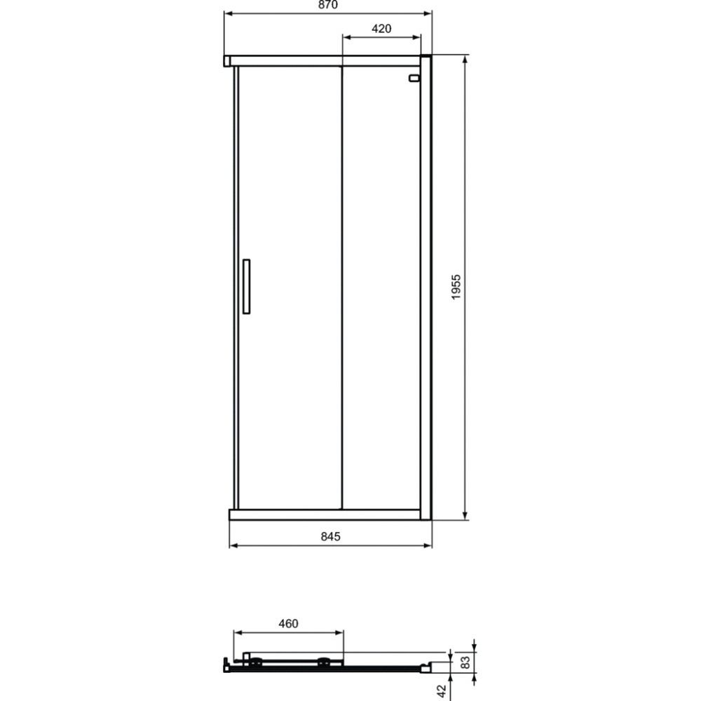Usa dus glisanta cu segment fix 90 cm Ideal Standard Connect 2 profil alb mat [4]