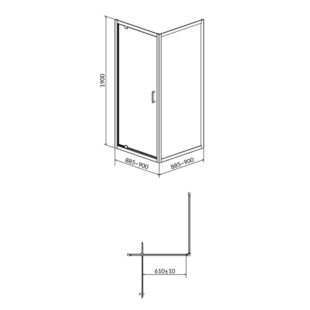 Cabina de dus patrata 90x90 cm Cersanit Arteco, crom [2]