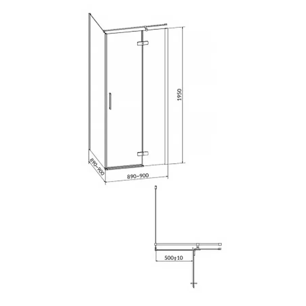 Cabina de dus patrata 90x90 cm Cersanit Jota, crom cu usa batanta dreapta [2]