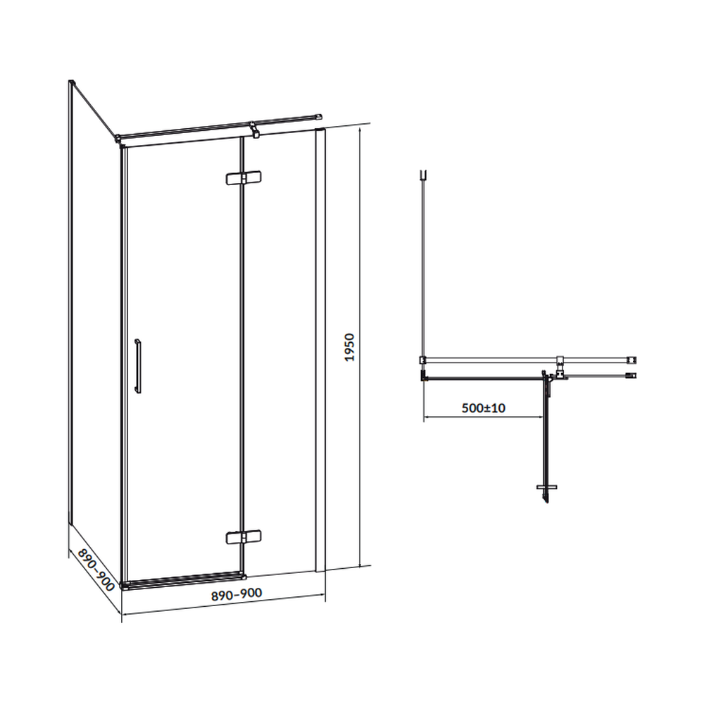 Cabina de dus patrata 90x90 cm Cersanit Jota, negru mat cu usa batanta dreapta [2]