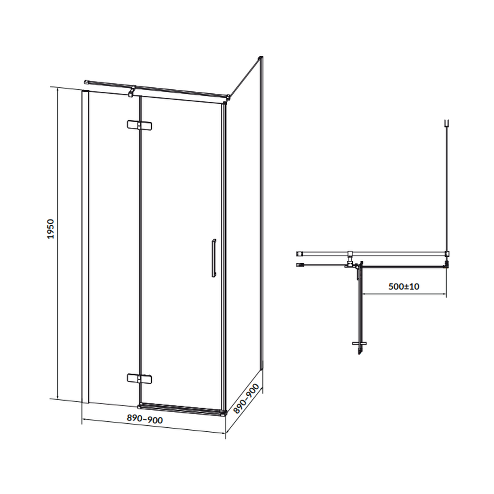 Cabina de dus patrata 90x90 cm Cersanit Jota, negru mat cu usa batanta stanga [2]