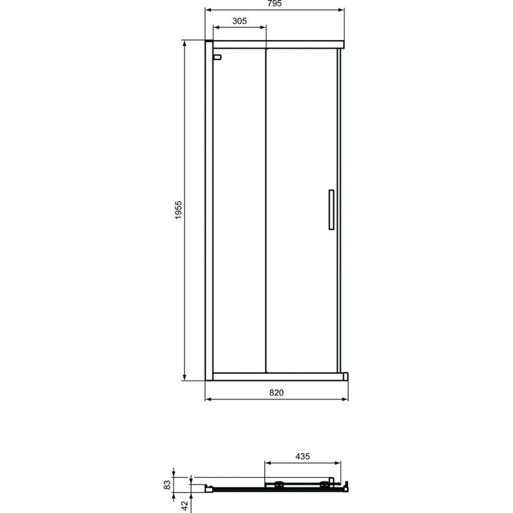 Usa dus glisanta cu segment fix 80 cm Ideal Standard Connect 2 profil alb mat [4]
