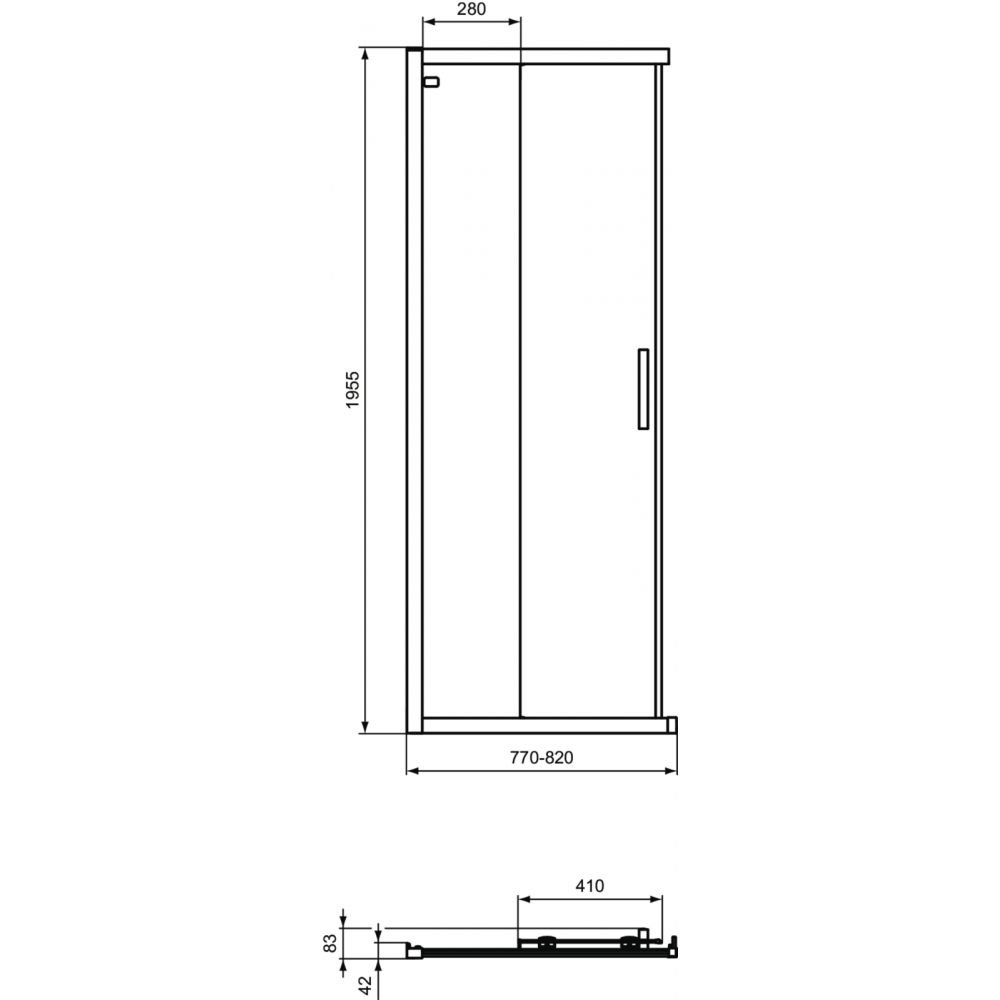 Usa dus glisanta cu segment fix 80 cm Ideal Standard Connect 2 profil crom lucios [3]
