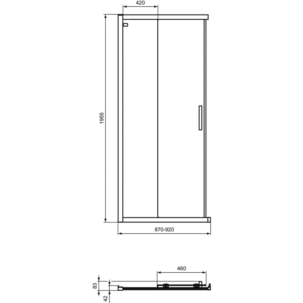 Usa dus glisanta cu segment fix 90 cm Ideal Standard Connect 2 profil crom lucios [4]